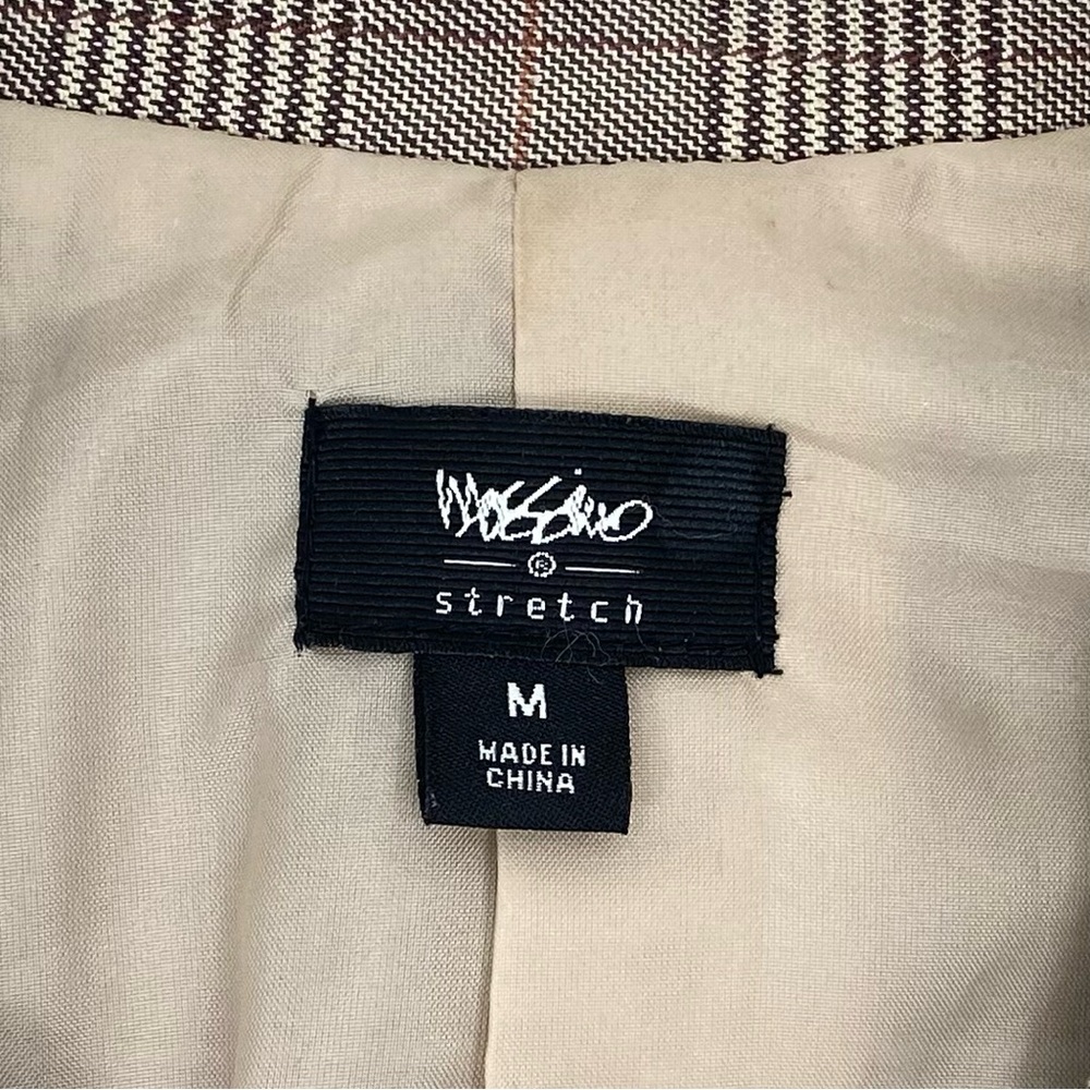 Mossimo Classic Chocolate Brown and Cream Glen Check Plaid Blazer Suit Jacket M - Picture 4 of 16